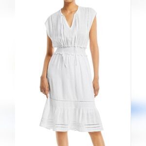 RAILS White linen midi dress, lace detail, Size S, Linen